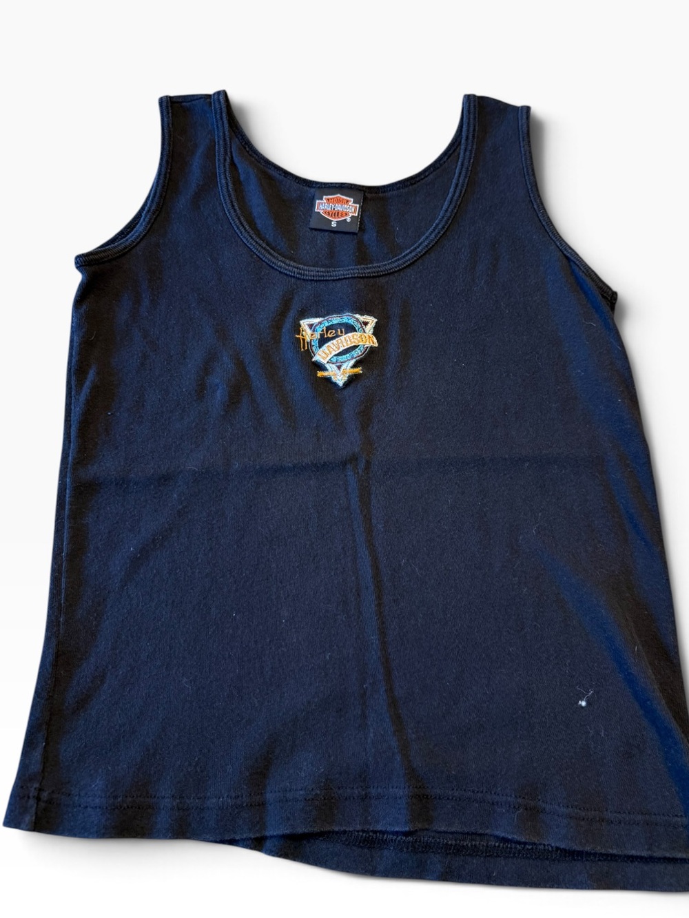 Vintage Harley Davidson Tank Top with Embroidered Logos Adult Small
